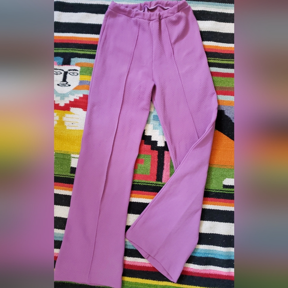 70s purple kick flare pants
